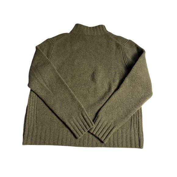 Point Sur Olive Green Mock Neck Wool alpaca Blend Sweater L ribbed details - Picture 2 of 12